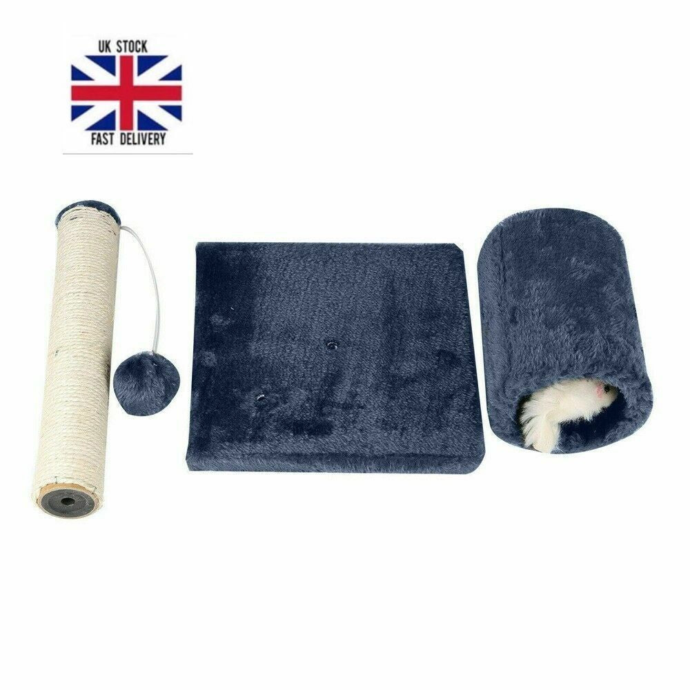 Cat Kitten Sisal Scratch Post Bed Toy with Tunnel & Mouse Pet Play Fun Activity