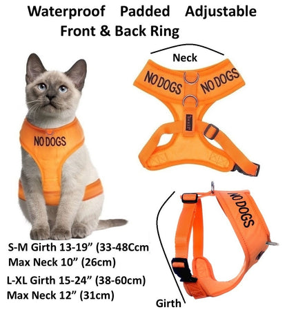 Cat Harness Waterproof Padded Adjustable Front & Back Ring S M L XL Snug Cosy