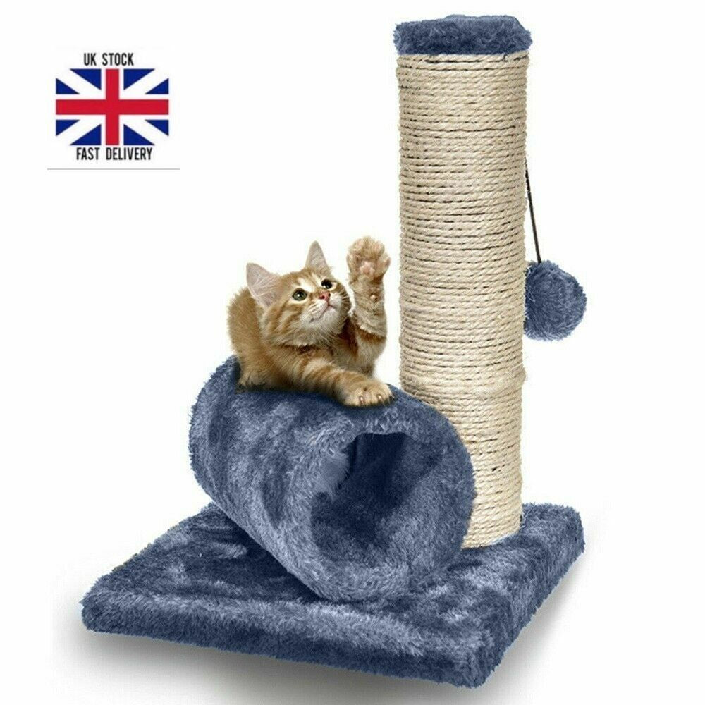 Cat Kitten Sisal Scratch Post Bed Toy with Tunnel & Mouse Pet Play Fun Activity