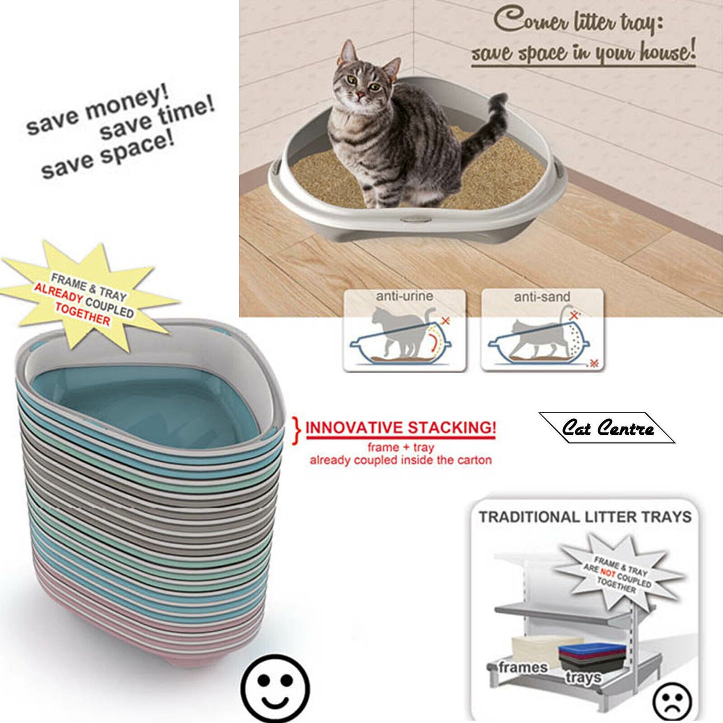 Cat Corner Litter Tray Large or Jumbo Rim Pet Open Toilet Pan Box Cat Centre?